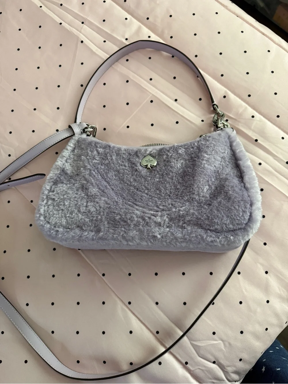 kate spade Kayla Lavender Faux Fur Bag